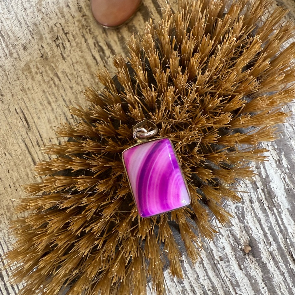 NWT Purple Dyed Agate Sterling Silver 925 Pendant
